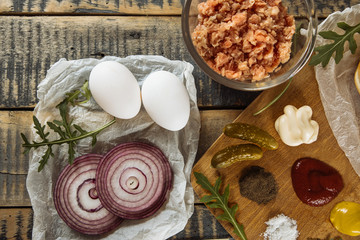 sandwiches with sausage and vegetables