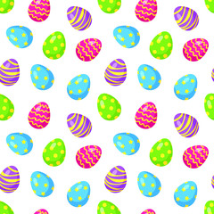 Easter eggs on a white background seamless pattern. Vector stock illustration. Design for greeting card, packaging, paper.
