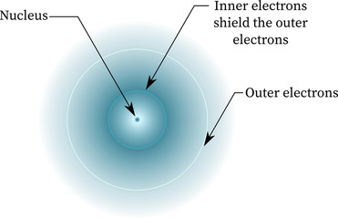 Shielding Effect in atom (Inner electrons shield outer electrons)