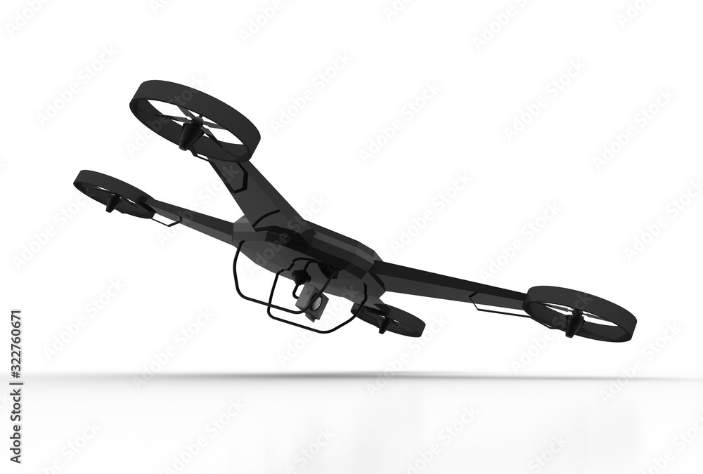 Poster 3d rendering Drone or helicam with camera