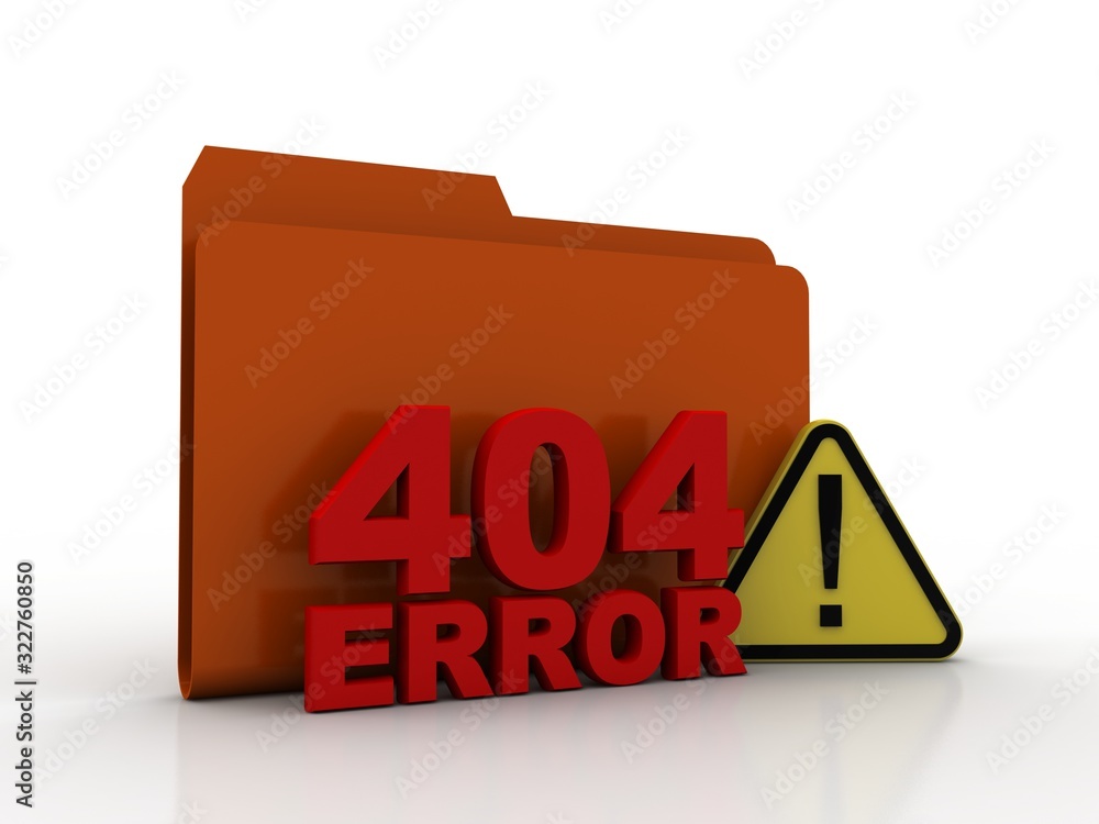 Poster 3d rendering 404 error folder