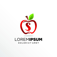 Initial Letter S with Apple Fruit