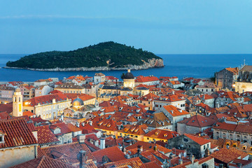 Naklejka na ściany i meble Adriatic Sea and Old city with Saint Blaise church Dubrovnik