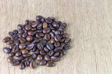 coffee beans on wooden background
