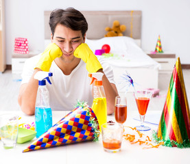 Man at home after heavy partying