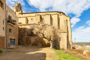 View of the church of Sant Joan Bautista de la Horta de Sant Joan, Catalonia, Spain.