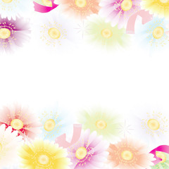 Fototapeta na wymiar ガーベラの花カラフルなパステルカラーの正方形フレーム素材