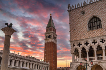 Fototapeta na wymiar Amazing architecture of San Marco square in Venice at sunset, Italy