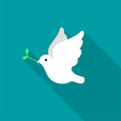 Peace dove with olive branch icon. Vector illustration