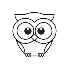 Owl bird line icon. Cute owl cartoon character. Halloween holiday Symbol. Vector illustration. 