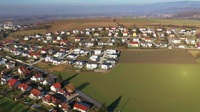 4k aerial footage of Strassham, beautiful place in Upper Austria near Danube
