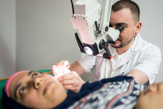 Muslim Woman Under Medical Checkup Of Ear