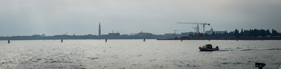 Fototapeta premium Panoramic pic from the big channel of Venice. Italy, Europe.