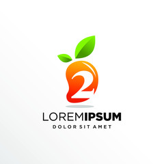 Initial Number 2 with Mango Fruit