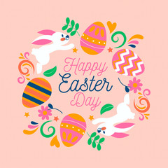 Happy easter day in flat design.Vector