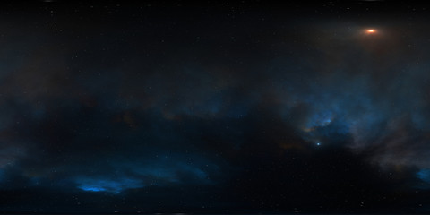360 degree HDRI space background and nebula. Environment 360 HDRI map. Equirectangular projection, spherical panorama © Peter Jurik