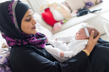 Muslim mother and baby
