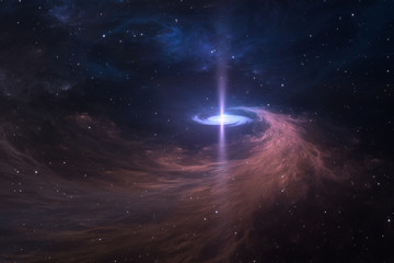 Supermassive black hole in deep space - obrazy, fototapety, plakaty