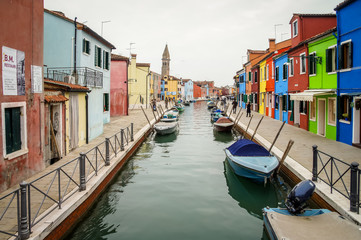 Color and beautiful streets in Burano, Venice, Italy, Europe.