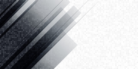 Black and white abstract geometric gradient background. Vector illustration for banner, business card, template and much more