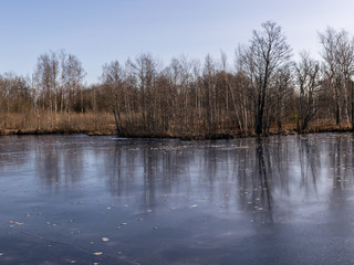 winter landscape with frozen lake