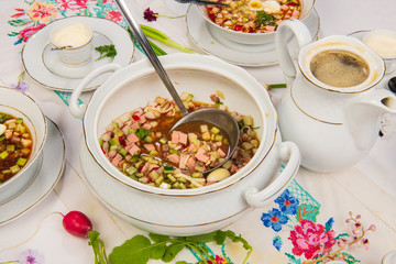 okroshka with kvass for a large family