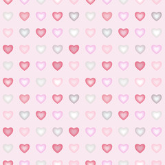 Love. Saint Valentines Day, 14th February. Cute pink hearts. Vector seamless pattern.