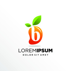 Initial Letter B with Mango Fruit