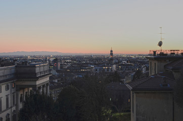 View of the evening Bergamo, Italy