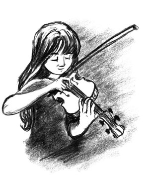 Kohlezeichnung Violinistin