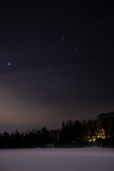 frozen lake by night 