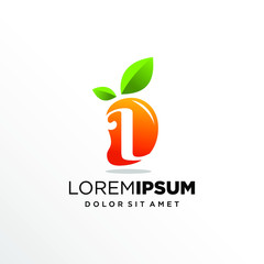 Initial Letter L with Mango Fruit