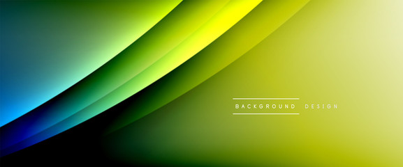 Wave liquid style lines with shadows and light on gradient background. Trendy simple fluid color gradient abstract background with dynamic straight shadow line effect