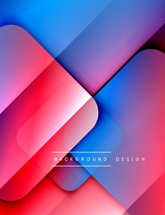 Rounded squares shapes composition geometric abstract background. 3D shadow effects and fluid gradients. Modern overlapping forms.