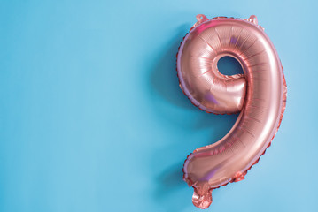 pink metal helium balloon number nine