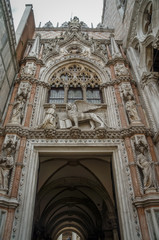 Door and Sculpture in piazza San Marco, Venice, Europe