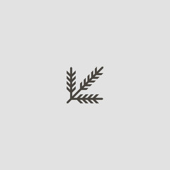 Obraz premium black and white simple vector geometric line art iconic sign of a coniferous branch