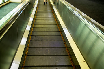 The automatic escalators in airport terminal