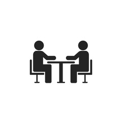 Two people at the table icon. Icon Conference. Vector