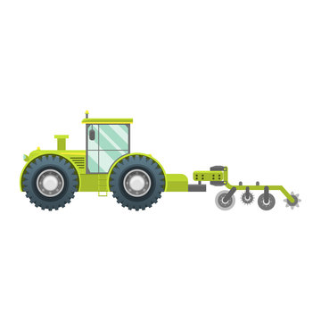 Cartoon Color Agricultural Vehicle on a White . Vector