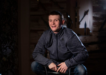 Obraz premium Young actor on the director's reading of the script.