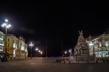 Fototapeta na wymiar Center of Trieste in the night, Italy Europe