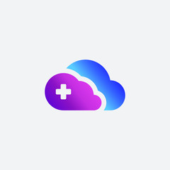 cloud with medical cross vector logo