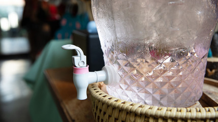 Service cool drinking water for guest or visitor in coffee shop, cool water tank