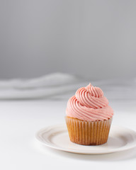 Vanilla cupcake with pink buttercream