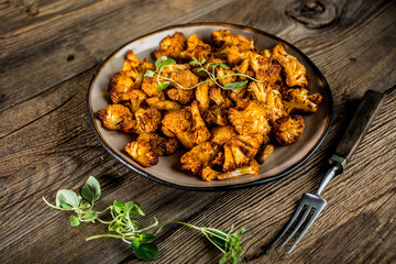 Cauliflower rosettes in a herbal marinade.
