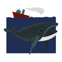 Whale arctic white background vector