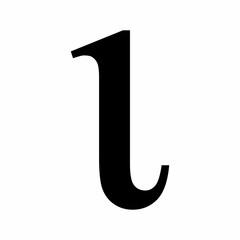 Lowercase Iota greek letter icon isolated on white background