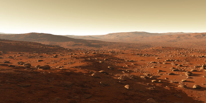 Red planet Mars. Dry, cold Martian surface. Stone field © Peter Jurik
