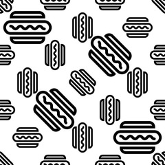 Hot Dog Icon Seamless Pattern